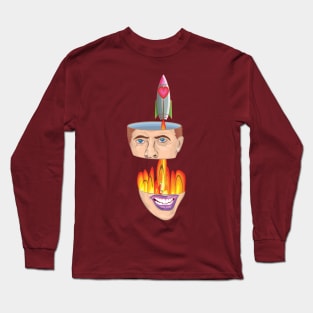 The head is split in half and the love rocket is passed through Long Sleeve T-Shirt